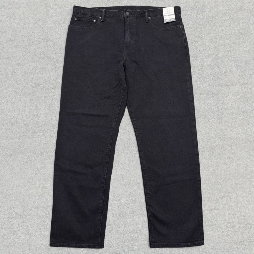 Gap Straight Gapflex Jeans Mens 38x30 Black Denim Stretch 5-Pocket NWT